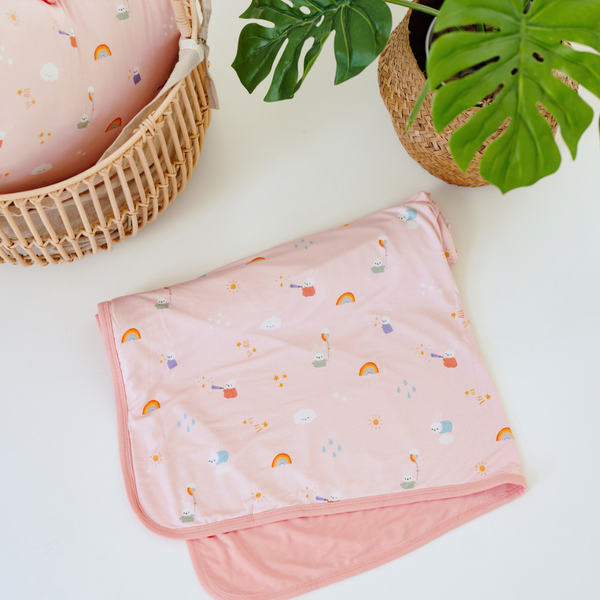 PREMIUM BAMBOO DOUBLE LAYER BLANKET (80CM X 100CM) - RAINBOW BUNNY