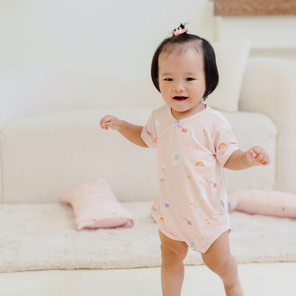 ORGANIC BAMBOO WRAP ONESIE - RAINBOW BUNNY