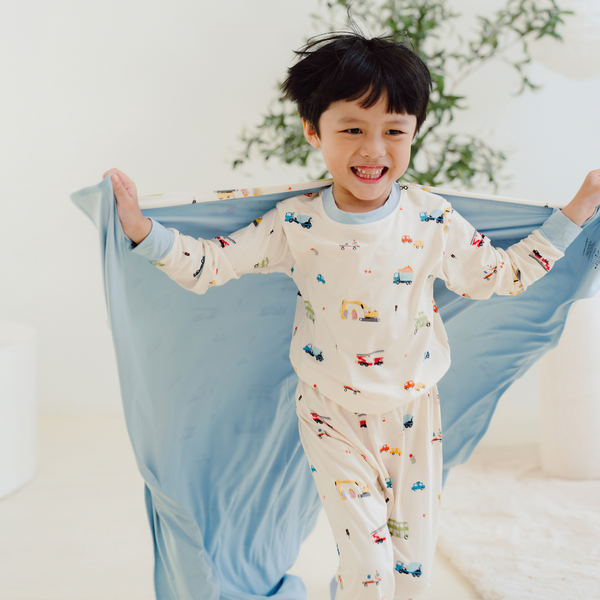 PREMIUM BAMBOO DOUBLE LAYER BLANKET (110CM X 110CM) - DINO VEHICLES