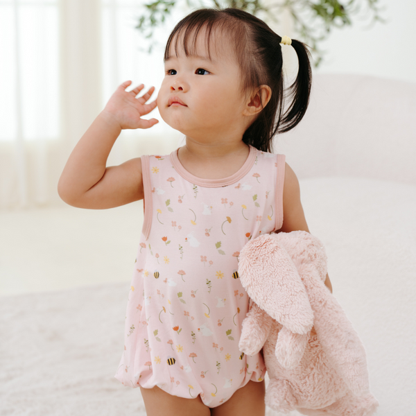 [TENCEL COLLECTION] BUBBLE ROMPER - FLORAL BUNNY