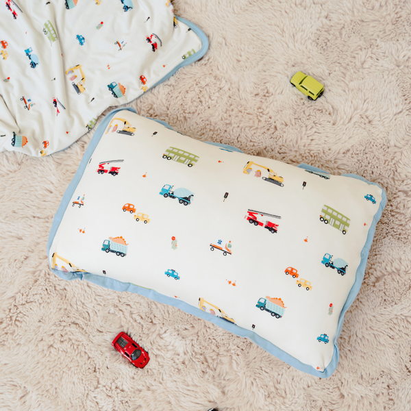 [TENCEL COLLECTION] TODDLER HEAD PILLOW CASE - DINO VEHICLES