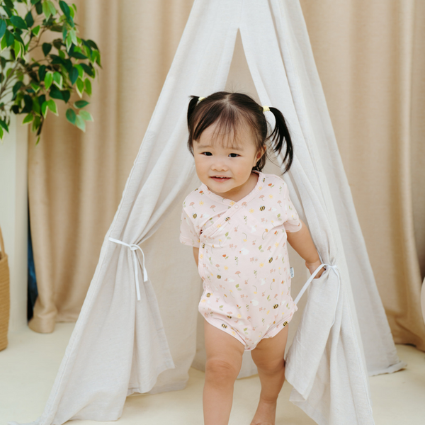 [TENCEL COLLECTION] WRAP ONESIE - FLORAL BUNNY