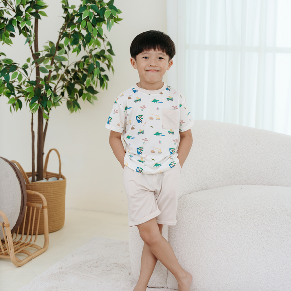 [TENCEL COLLECTION] 2 PC LOUNGE SET - ROAR ROAR DINO
