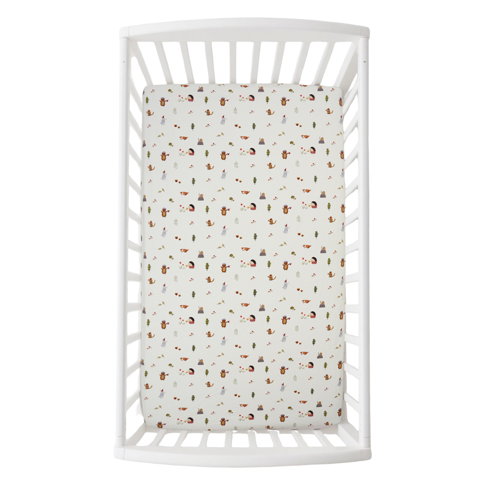 [TENCEL COLLECTION] WATERPROOF COT SHEET - FOREST GARDEN | Hello Little Boo