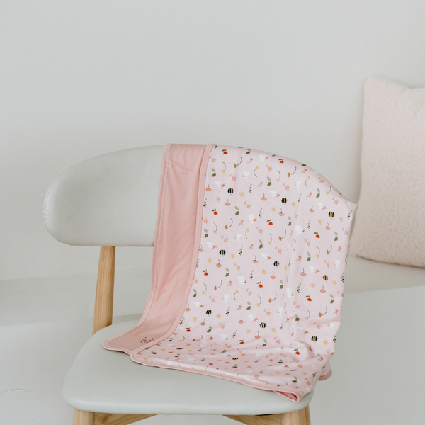 [TENCEL COLLECTION] DOUBLE LAYER BLANKET (110CM X 110CM) - FLORAL BUNNY