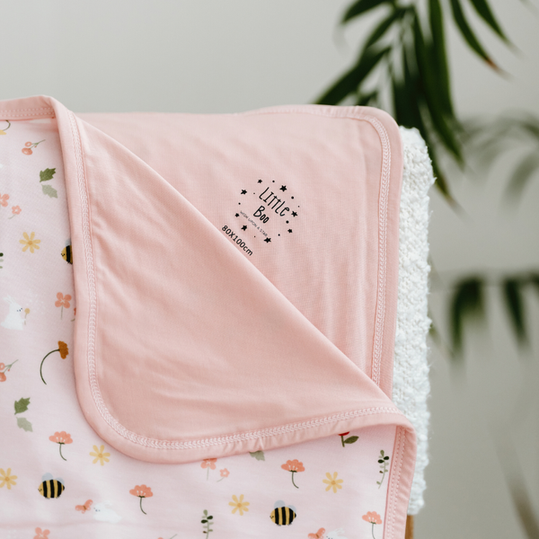 [TENCEL COLLECTION] DOUBLE LAYER BLANKET (80CM X 100CM) - FLORAL BUNNY