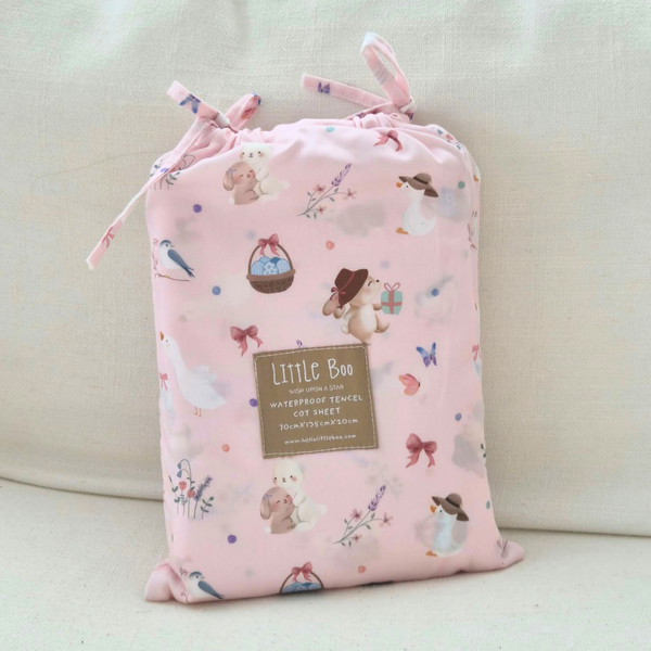 [TENCEL COLLECTION] WATERPROOF COT SHEET V2 - LITTLE BUNNY JOYS