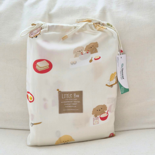 [TENCEL COLLECTION] WATERPROOF SINGLE BEDSHEET - LITTLE BREAKFAST CLUB [PRE-ORDER]