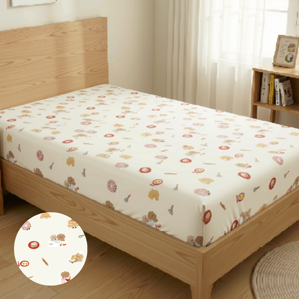 [TENCEL COLLECTION] WATERPROOF SINGLE BEDSHEET - LITTLE BREAKFAST CLUB [PRE-ORDER]