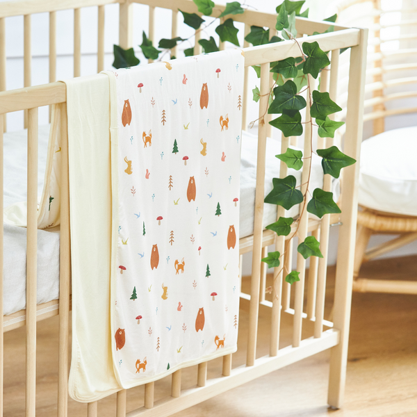 PREMIUM BAMBOO DOUBLE LAYER BLANKET (80CM X 100CM) - FOREST FRIENDS